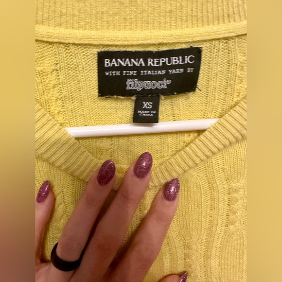 Banana Republic Sunny Yellow Italian Wool Knit Sweater XS - Picture 2 of 3